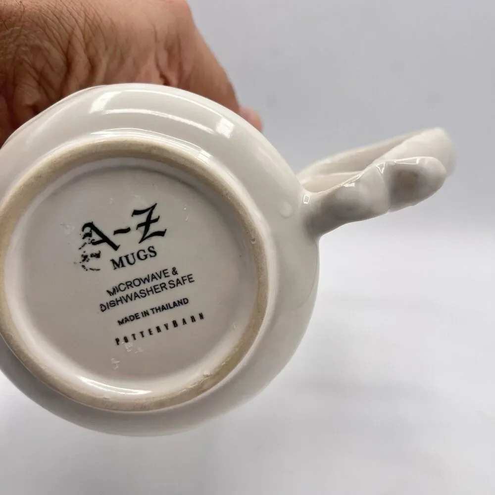 Pottery Barn A-Z Alphabet Mug Embossed Texture 